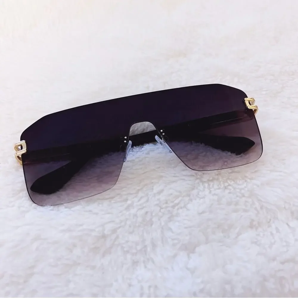 Sadie Black Oversized Rimless Flat-Top Sunglasses